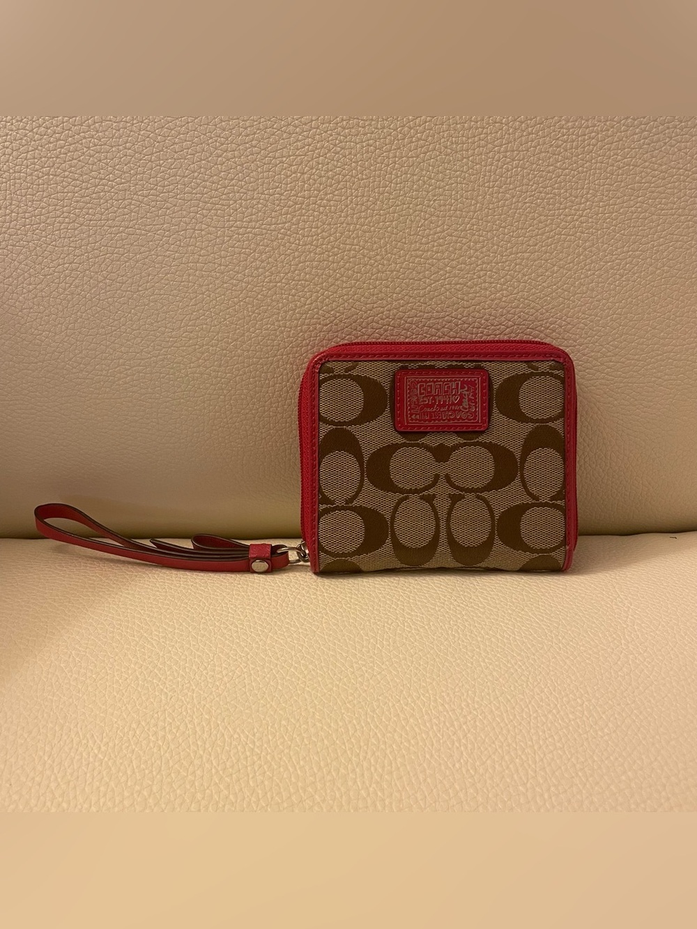 Coach Pink Tan Zip-Around Wallet